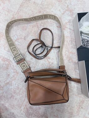 Loewe Tan Puzzle Mini Crossbody with additional Strap